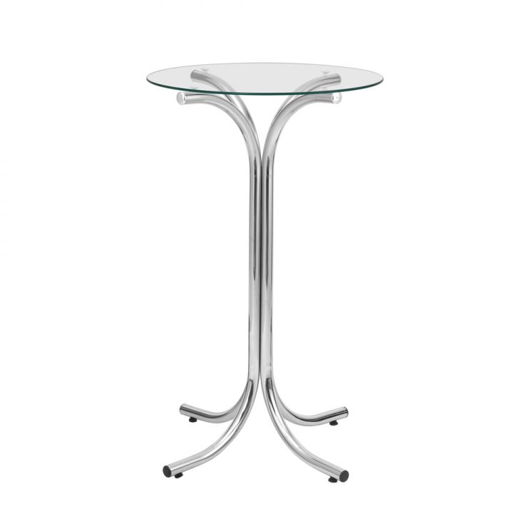 Conjunto de Mesa Bistrô Redonda Floripa Cromada com 2 Banquetas Faro Preto