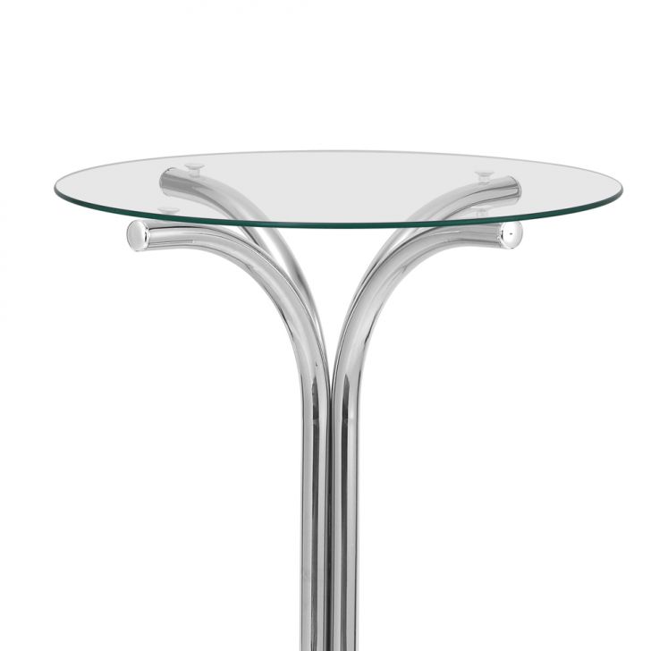 Conjunto de Mesa Bistrô Redonda Floripa Cromada com 2 Banquetas Faro Preto