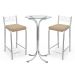 Conjunto de Mesa Bistrô Redonda Floripa Cromada com 2 Banquetas Zurique Bege