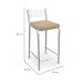 Conjunto de Mesa Bistrô Redonda Floripa Cromada com 2 Banquetas Zurique Bege