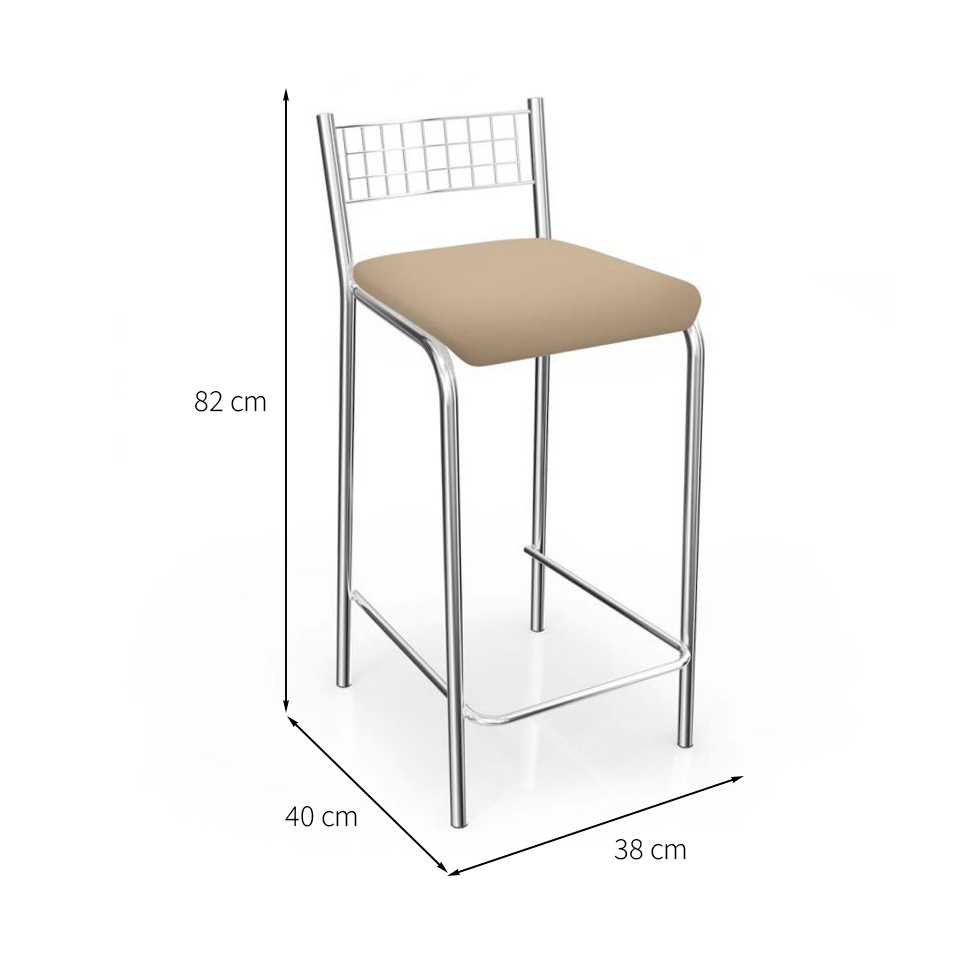 Conjunto de Mesa Bistrô Redonda Floripa Cromada com 2 Banquetas Zurique Bege