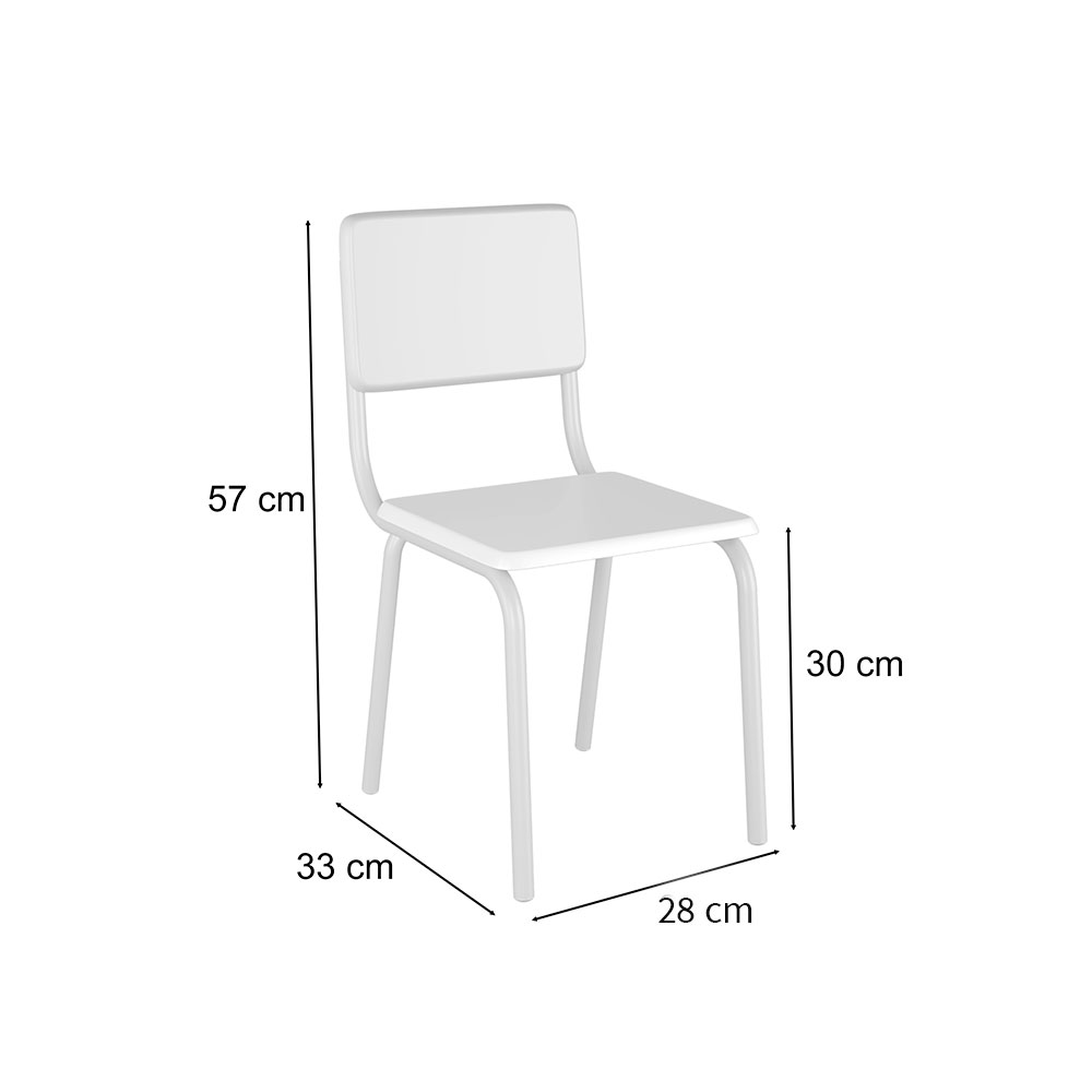 Conjunto de Mesa Infantil Retangular com Tampo MDF e 2 Cadeiras Laura Branco
