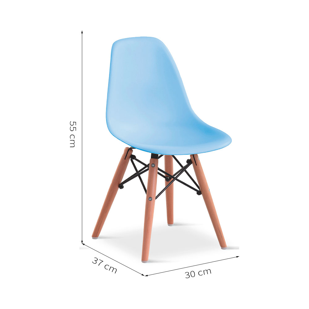 Conjunto de Mesa Infantil Well Branca com 4 Cadeiras Eames Azul