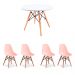 Conjunto de Mesa Infantil Well Branca com 4 Cadeiras Eames Rosa