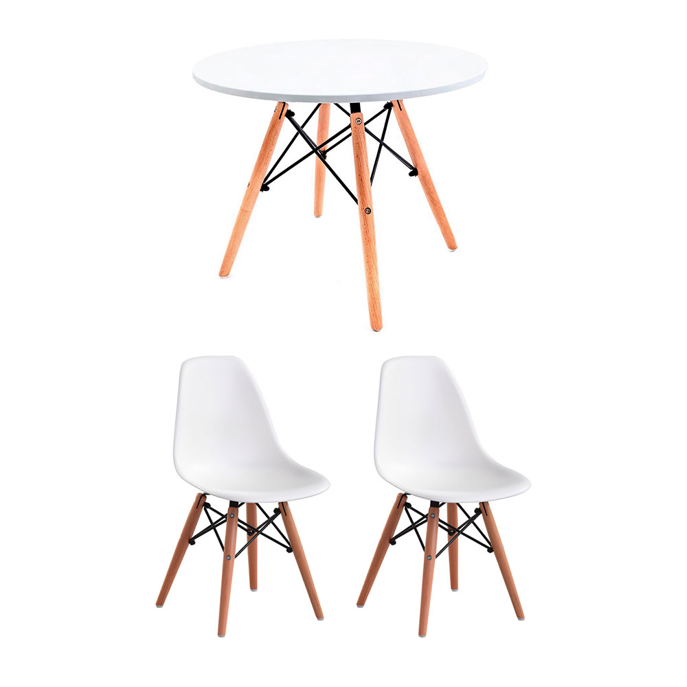 Conjunto de Mesa Infantil Well com 2 Cadeiras Eames Branco