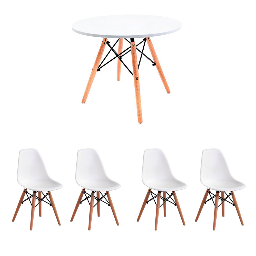 Conjunto de Mesa Infantil Well com 4 Cadeiras Eames Branco