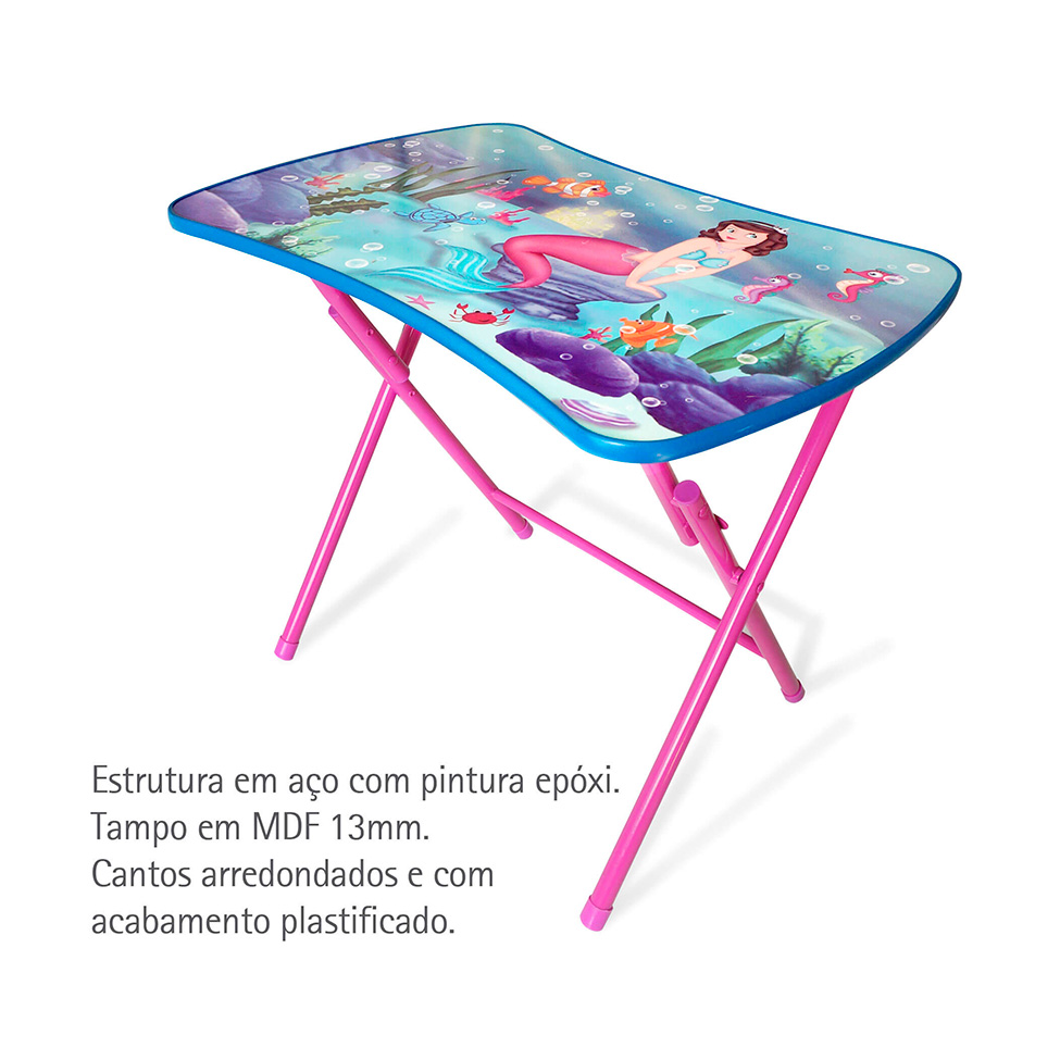 Conjunto de Mesa Infantil e Cadeira Louie Rosa