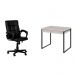 Conjunto de Mesa Kuadra 2 GV Bege com Cadeira de Escritório Diretor Giratória Charles Preta
