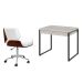 Conjunto de Mesa Kuadra 2 GV Bege com Cadeira de Escritório Diretor Giratória Lauren Branca