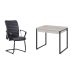 Conjunto de Mesa Kuadra 2 GV Bege com Cadeira de Escritório Interlocutor Fixa Oslo Preta