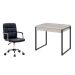 Conjunto de Mesa Kuadra 2 GV Bege com Cadeira de Escritório Secretária Giratória Fitz Preta