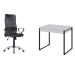 Conjunto de Mesa Kuadra 2 GV Branca com Cadeira de Escritório Diretor Giratória Vancouver Preta