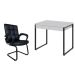 Conjunto de Mesa Kuadra 2 GV Branca com Cadeira de Escritório Interlocutor Fixa Charles Preta