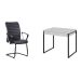 Conjunto de Mesa Kuadra 2 GV Branca com Cadeira de Escritório Interlocutor Fixa Oslo Preta