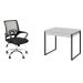 Conjunto de Mesa Kuadra 2 GV Branca com Cadeira de Escritório Secretária Giratória New Java Preta