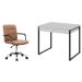 Conjunto de Mesa Kuadra 2 GV Branca e Preta com Cadeira de Escritório Secretária Giratória Fitz Marrom