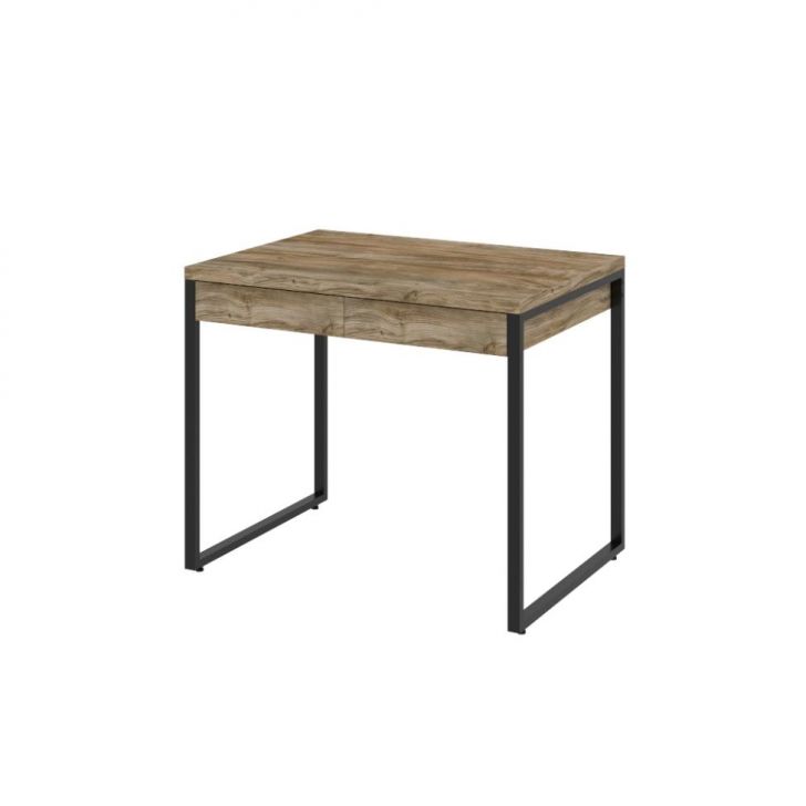 Conjunto de Mesa Kuadra 2 GV Carvalho com Cadeira de Escritório Diretor Giratória Vancouver Preta