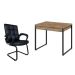 Conjunto de Mesa Kuadra 2 GV Carvalho com Cadeira de Escritório Interlocutor Fixa Charles Preta