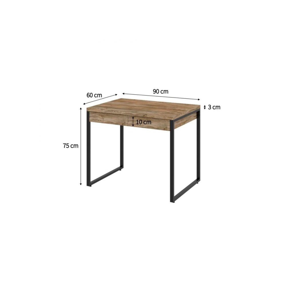 Conjunto de Mesa Kuadra 2 GV Carvalho e com Cadeira de Escritório Secretária Giratória Clean Preta