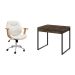 Conjunto de Mesa Kuadra 2 GV Marrom Escuro com Cadeira de Escritório Diretor Giratória Antonella Branca