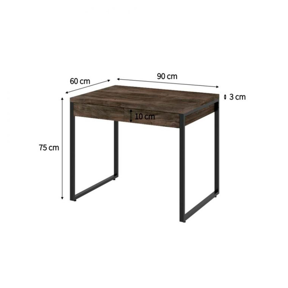 Conjunto de Mesa Kuadra 2 GV Marrom Escuro com Cadeira de Escritório Diretor Giratória Charles Preta