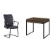 Conjunto de Mesa Kuadra 2 GV Marrom Escuro com Cadeira de Escritório Interlocutor Fixa Oslo Preta