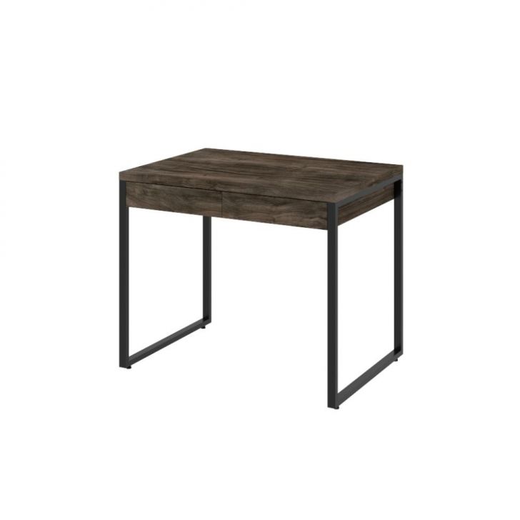 Conjunto de Mesa Kuadra 2 GV Marrom Escuro com Cadeira de Escritório Secretária Giratória New Java Preta