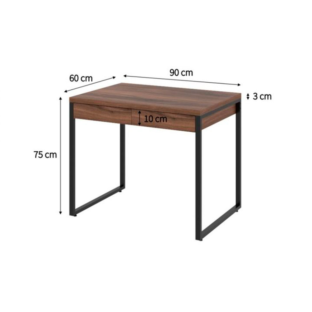 Conjunto de Mesa Kuadra 2 GV Nogal com Cadeira de Escritório Diretor Giratória Charles Preta