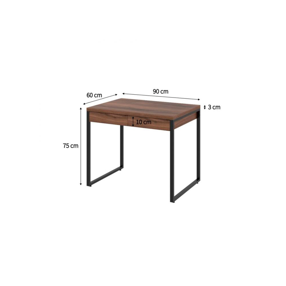 Conjunto de Mesa Kuadra 2 GV Nogal e com Cadeira de Escritório Secretária Giratória Clean Preta