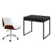 Conjunto de Mesa Kuadra 2 GV Preta com Cadeira de Escritório Diretor Giratória Lauren Branca
