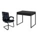 Conjunto de Mesa Kuadra 2 GV Preta com Cadeira de Escritório Interlocutor Fixa Charles Preta