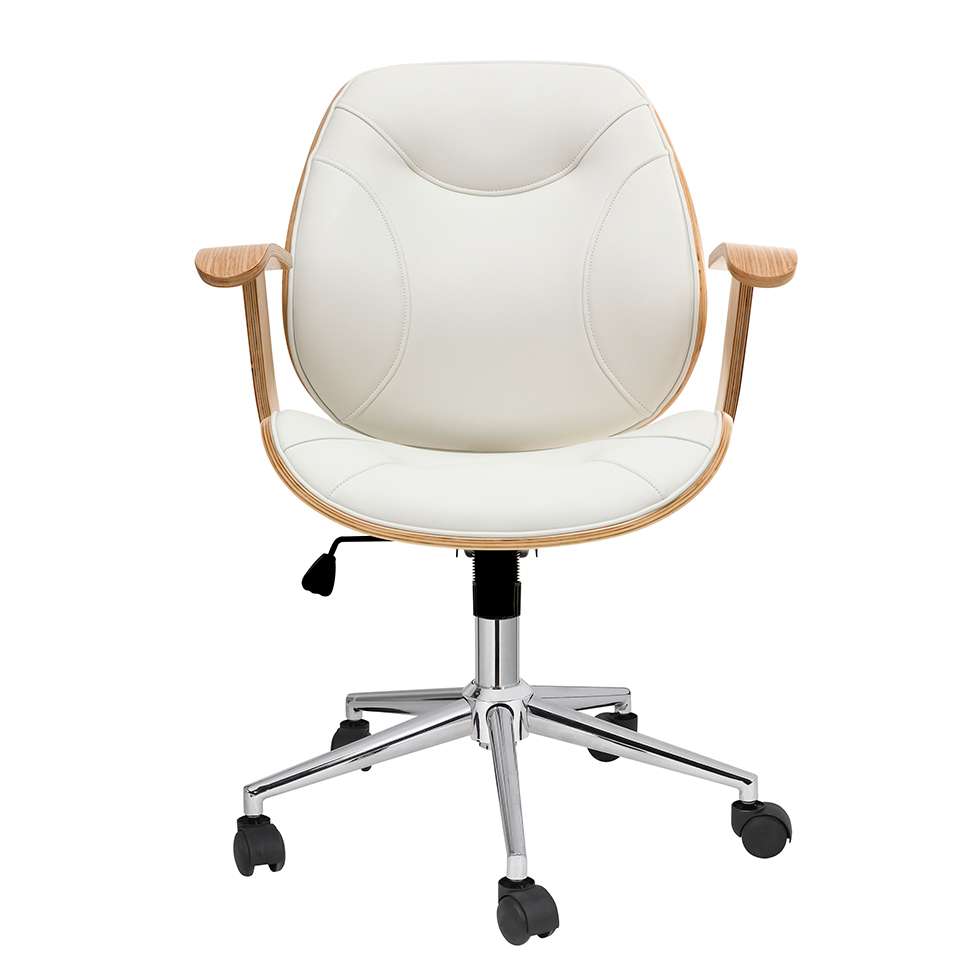 Conjunto de Mesa Kuadra 2 GV com Cadeira de Escritório Diretor Giratória Antonella Branca