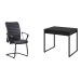 Conjunto de Mesa Kuadra 2 GV com Cadeira de Escritório Interlocutor Fixa Oslo Preta