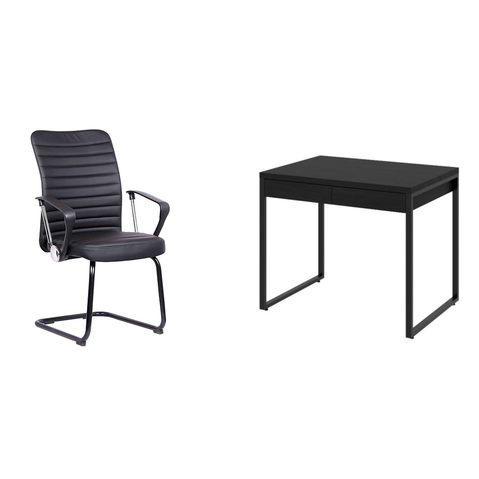Conjunto de Mesa Kuadra 2 GV com Cadeira de Escritório Interlocutor Fixa Oslo Preta