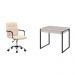 Conjunto de Mesa Kuadra 2 GV com Cadeira de Escritório Secretária Giratória Fitz Bege