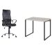 Conjunto de Mesa Kuadra Bege com Cadeira de Escritório Diretor Giratória Vancouver Preta