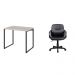 Conjunto de Mesa Kuadra Bege com Cadeira de Escritório Secretária Giratória Clean Preta