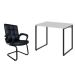 Conjunto de Mesa Kuadra Branca com Cadeira de Escritório Interlocutor Fixa Charles Preta