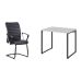 Conjunto de Mesa Kuadra Branca com Cadeira de Escritório Interlocutor Fixa Oslo Preta