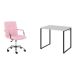 Conjunto de Mesa Kuadra Branca com Cadeira de Escritório Secretária Giratória Fitz Rosa