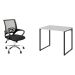 Conjunto de Mesa Kuadra Branca com Cadeira de Escritório Secretária Giratória New Java Preta