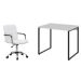 Conjunto de Mesa Kuadra Branca e Preta com Cadeira de Escritório Secretária Giratória Fitz Branca