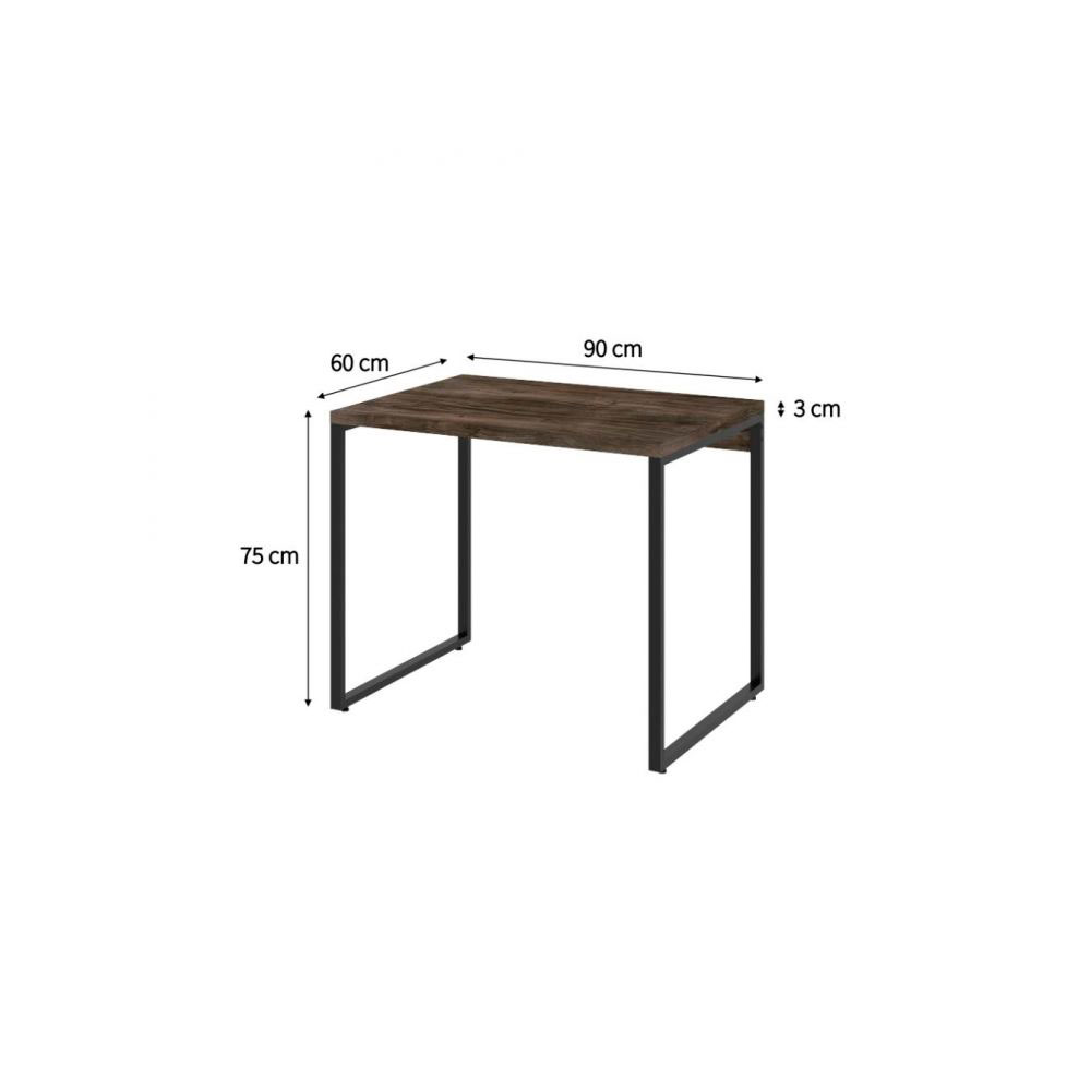 Conjunto de Mesa Kuadra Marrom Escuro com Cadeira de Escritório Secretária Giratória Clean Preta