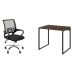 Conjunto de Mesa Kuadra Marrom Escuro com Cadeira de Escritório Secretária Giratória New Java Preta