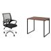 Conjunto de Mesa Kuadra Nogal com Cadeira de Escritório Secretária Giratória New Java Preta