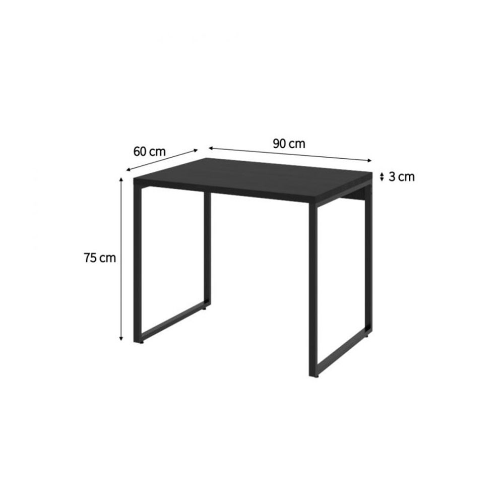 Conjunto de Mesa Kuadra Preta com Cadeira de Escritório Secretária Giratória Fitz Bege