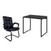 Conjunto de Mesa Kuadra com Cadeira de Escritório Interlocutor Fixa Charles Preta