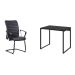 Conjunto de Mesa Kuadra com Cadeira de Escritório Interlocutor Fixa Oslo Preta