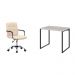 Conjunto de Mesa Kuadra com Cadeira de Escritório Secretária Giratória Fitz Bege