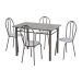 Conjunto de Mesa Monique com 4 Cadeiras Craqueado Preto Capitonê